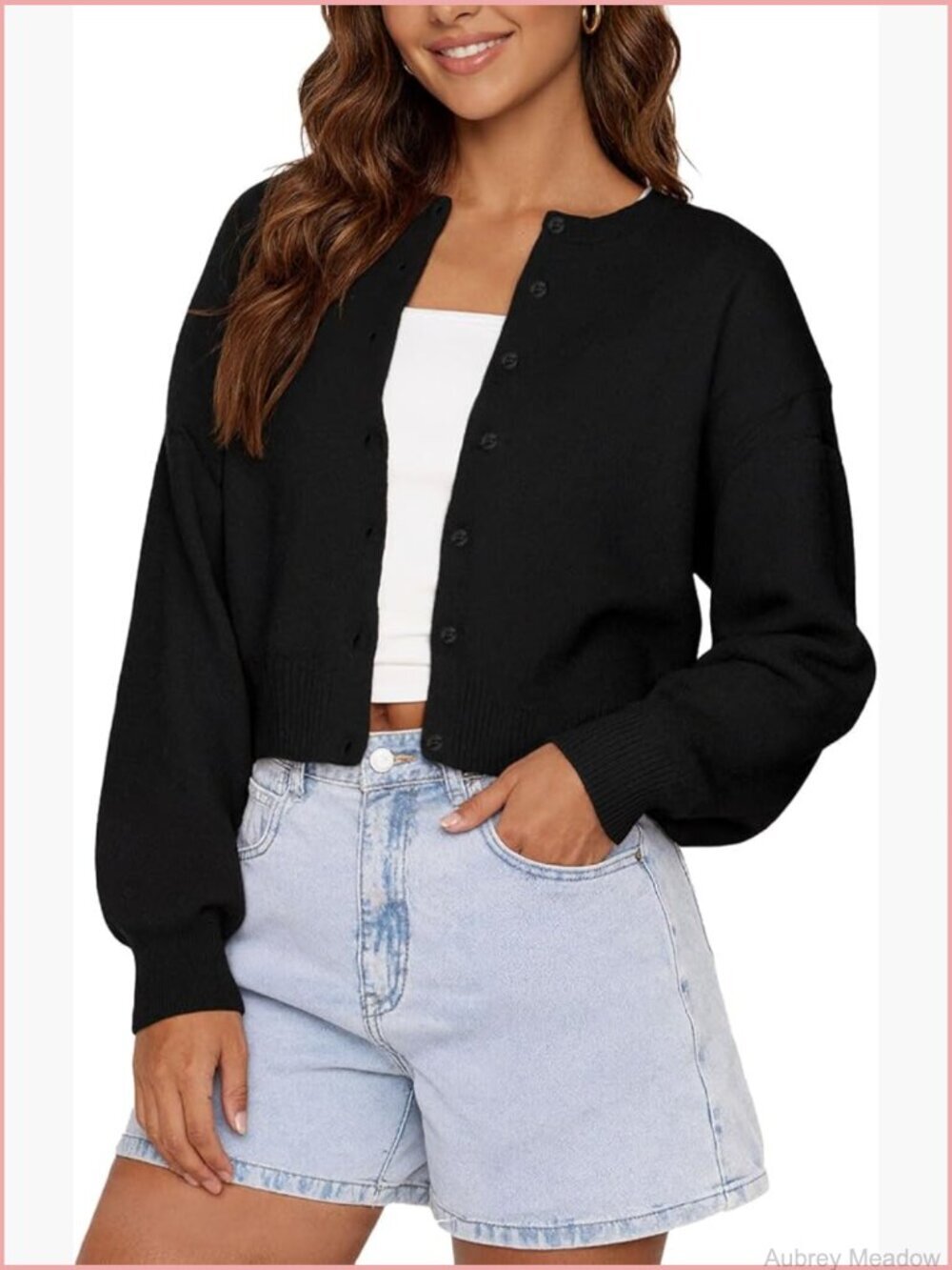 Cropped Cardigan Y2K Knit Sweater Open Front Casual Layering Piece
